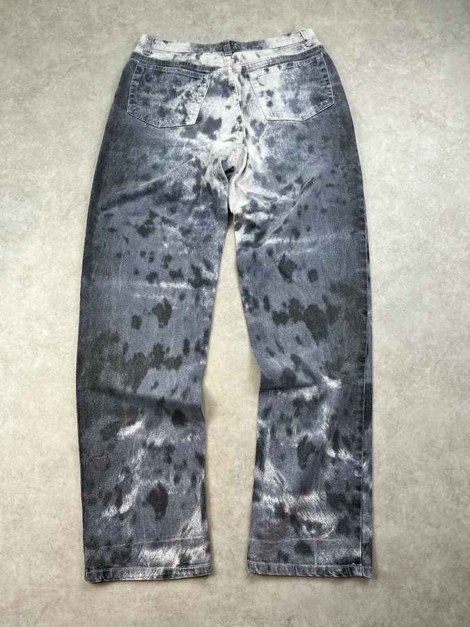 2000s Roberto Cavalli White & Navy Nighscale Stained Pants - Image 7