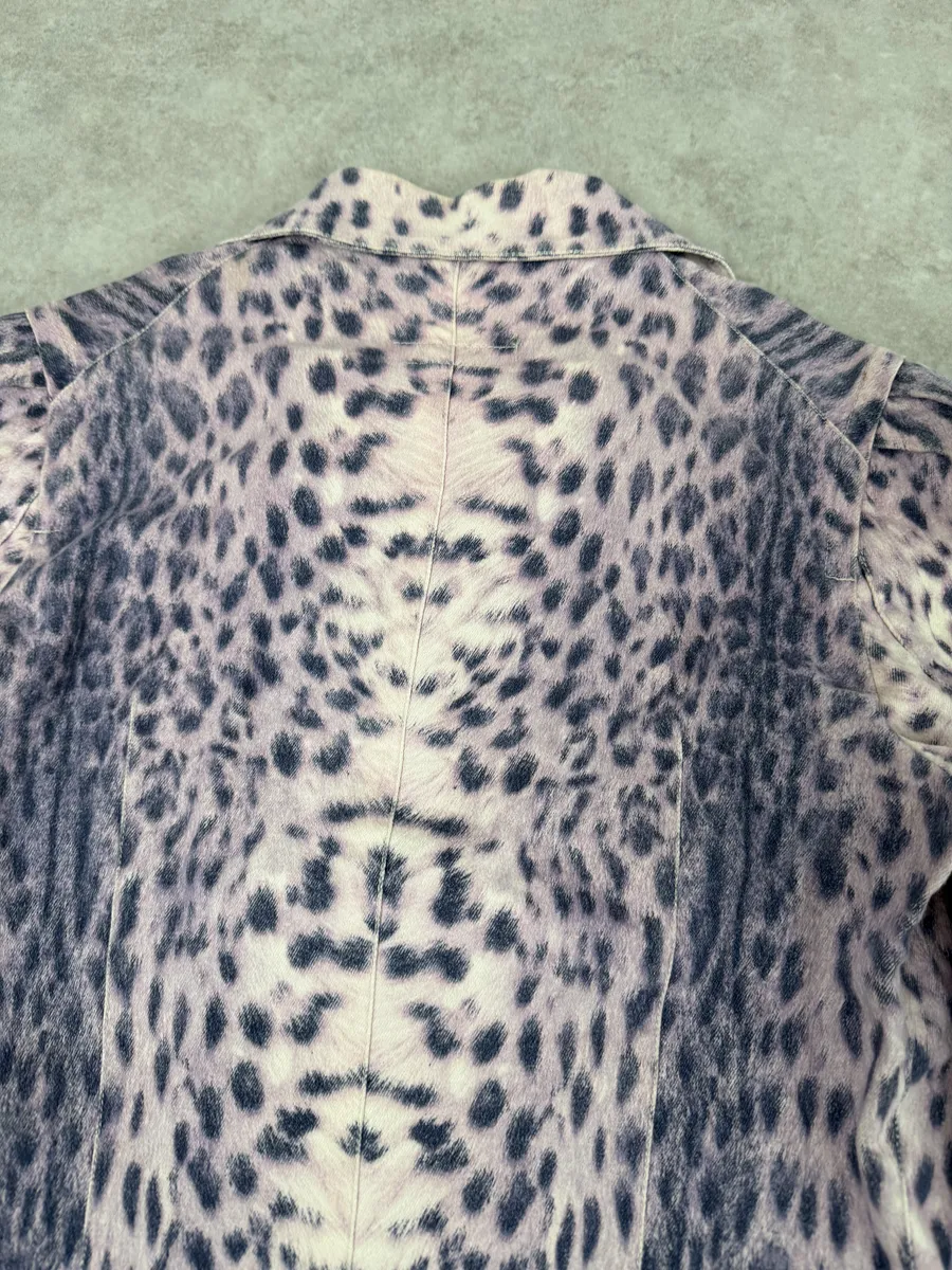2000s Roberto Cavalli White & Purple Leopard Jacket - Image 7