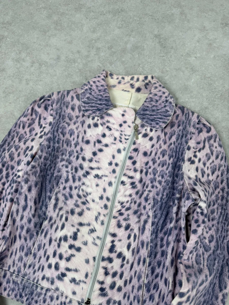 2000s Roberto Cavalli White & Purple Leopard Jacket - Image 8