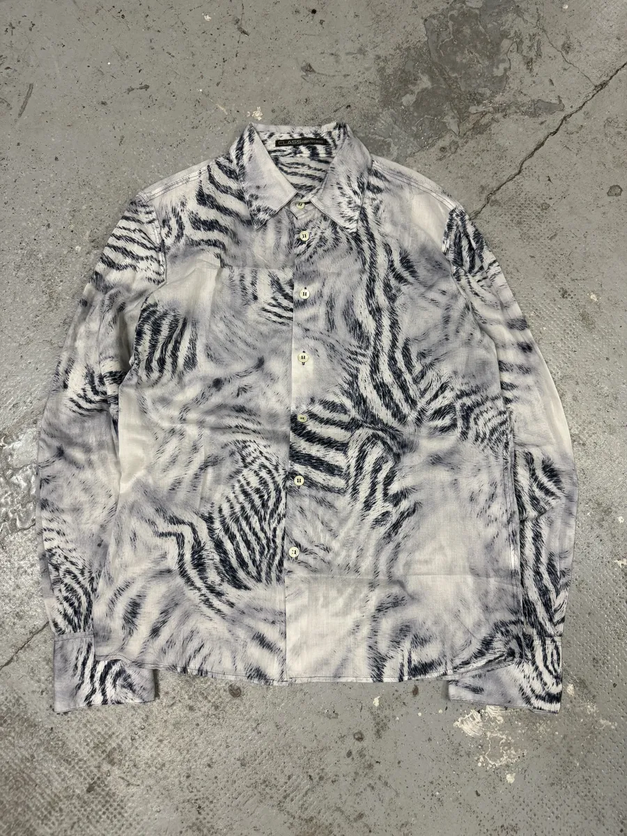 2000s Roberto Cavalli White Safari Savage Shirt