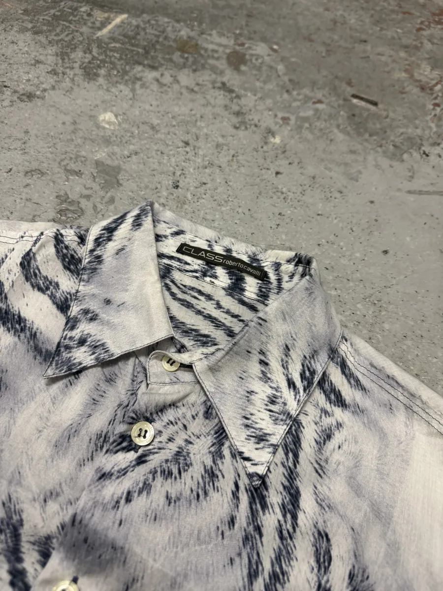 2000s Roberto Cavalli White Safari Savage Shirt - Image 10