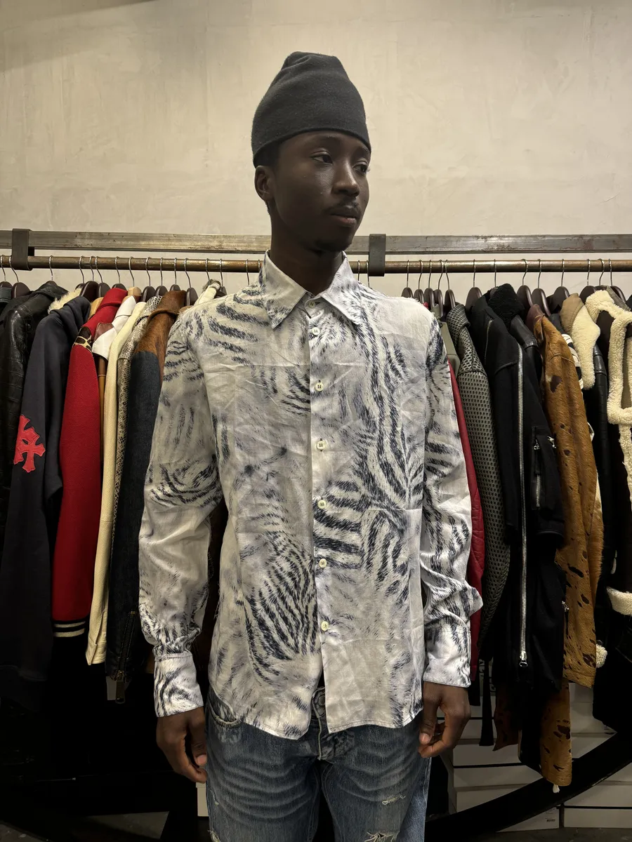 2000s Roberto Cavalli White Safari Savage Shirt - Image 3