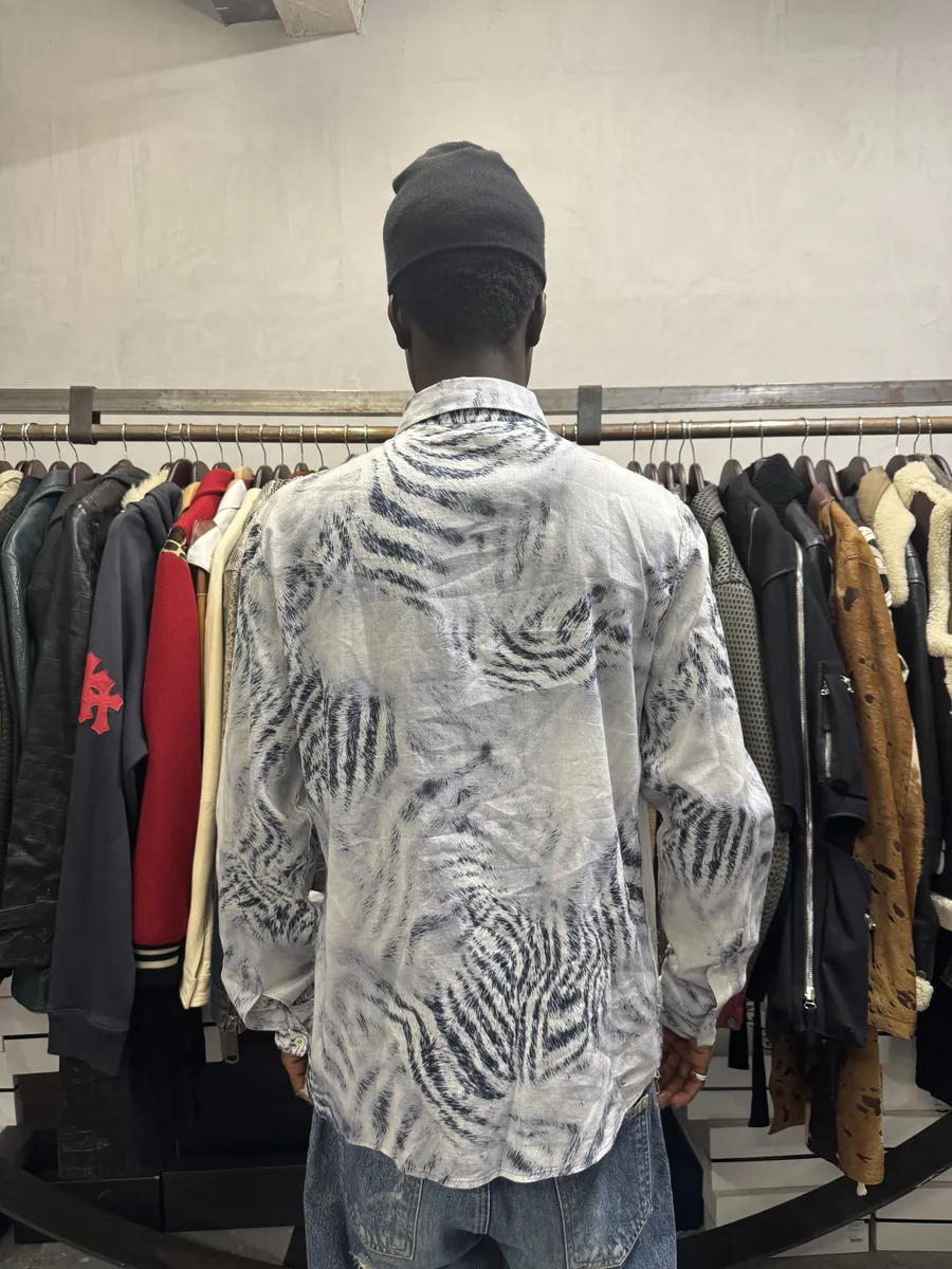 2000s Roberto Cavalli White Safari Savage Shirt - Image 4