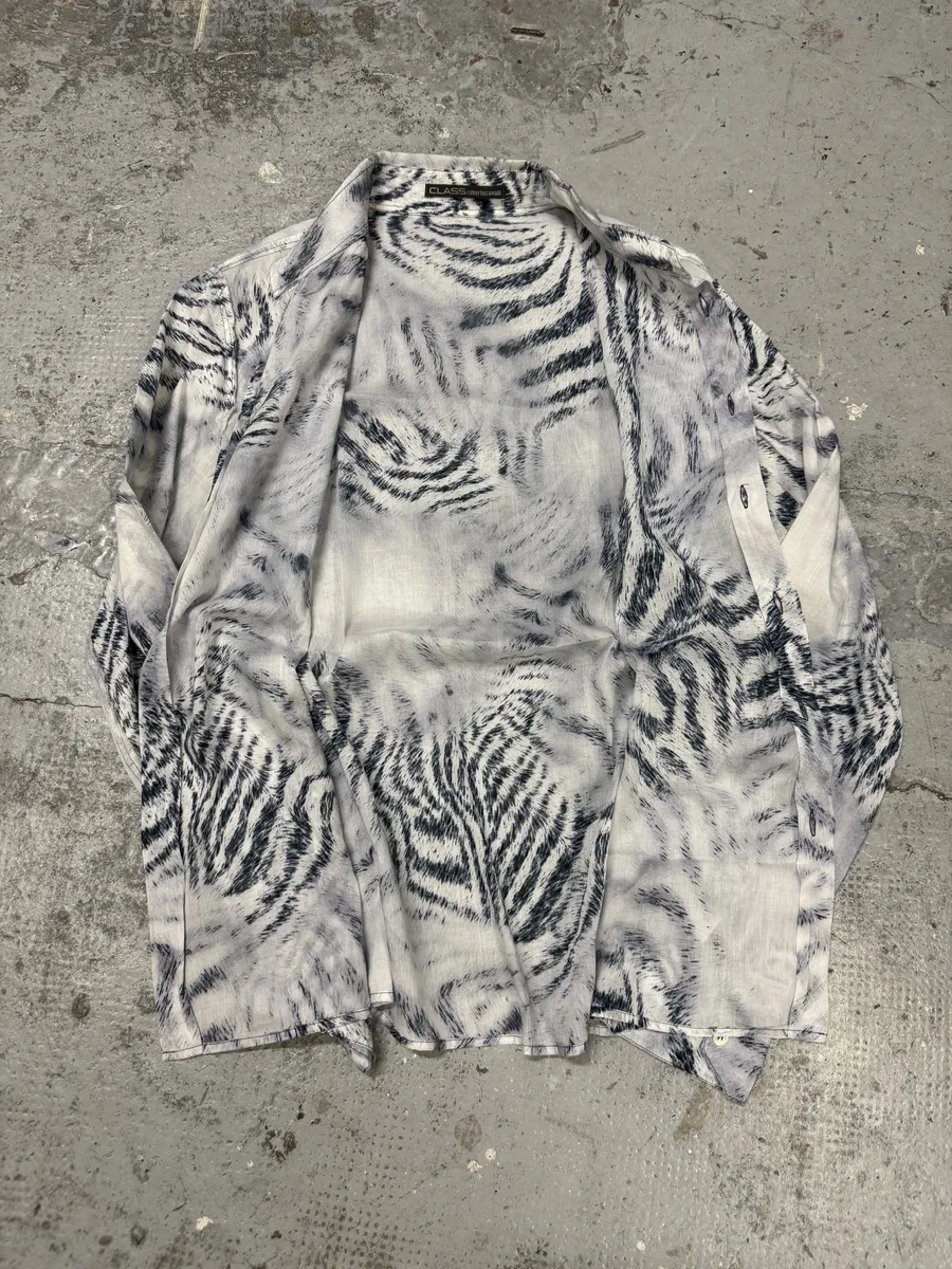 2000s Roberto Cavalli White Safari Savage Shirt - Image 7