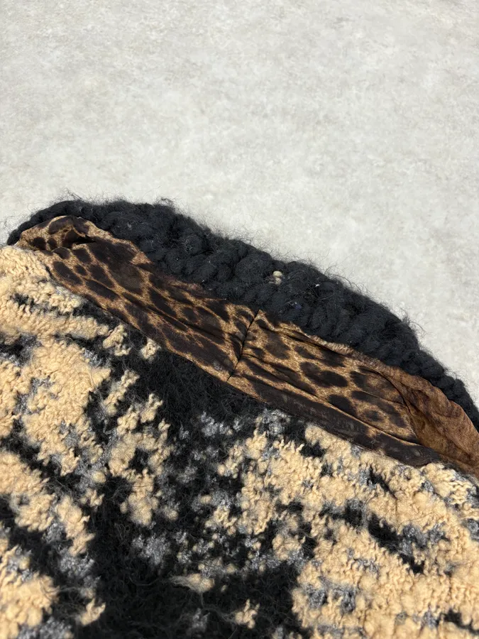 2000s Roberto Cavalli Wool Black & Beige Cardigan - Image 5