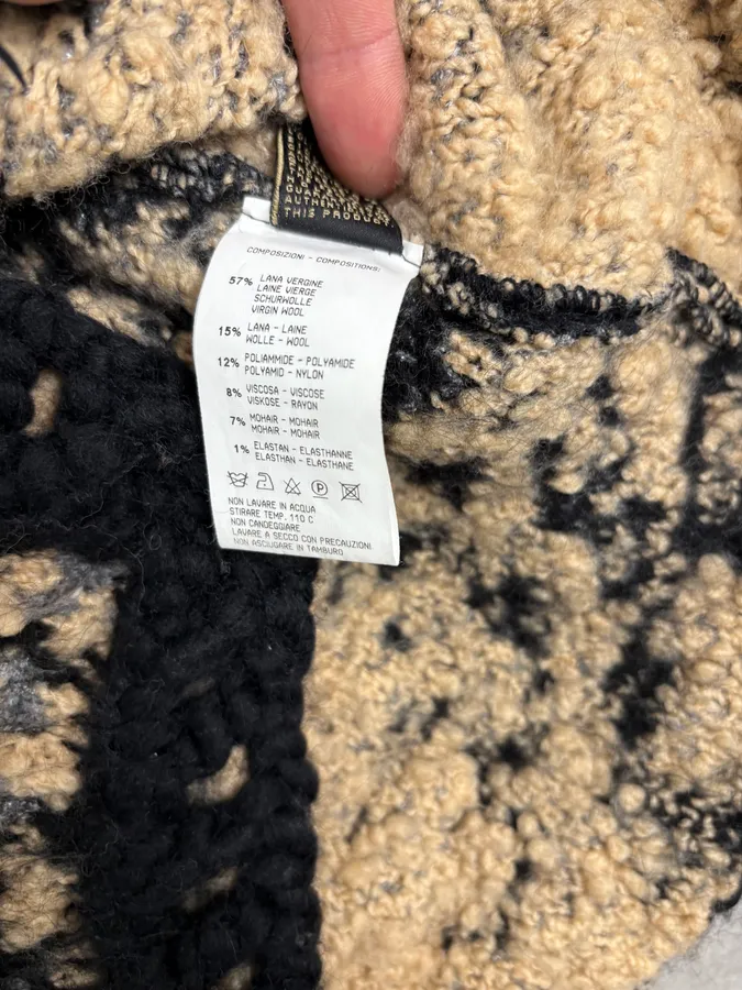 2000s Roberto Cavalli Wool Black & Beige Cardigan - Image 9