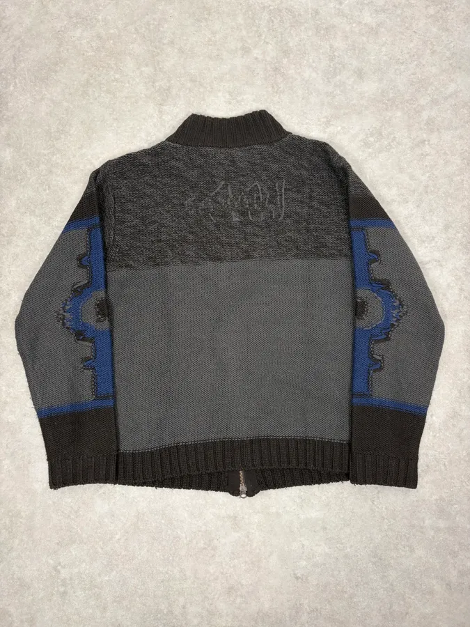 2000s Roberto Cavalli Wool Brown & Grey Signature Zip-up Sweater - Image 6