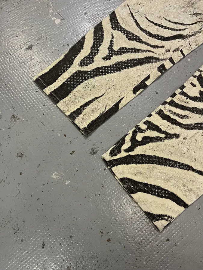 2000s Roberto Cavalli Zebra Marble White Pants - Image 7