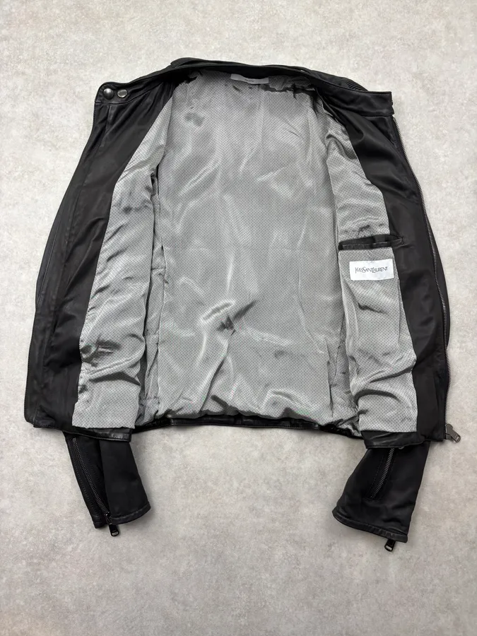 2000s Saint Laurent Biker Multi Zips Leather Jacket - Image 7