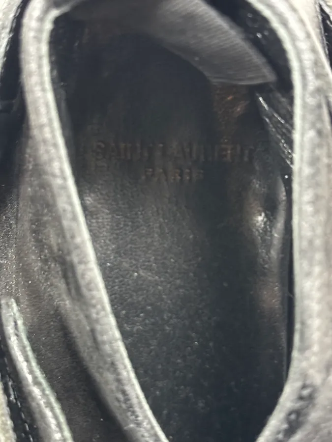 2000s Saint Laurent Black Suede Low Buckle Boots - Image 7