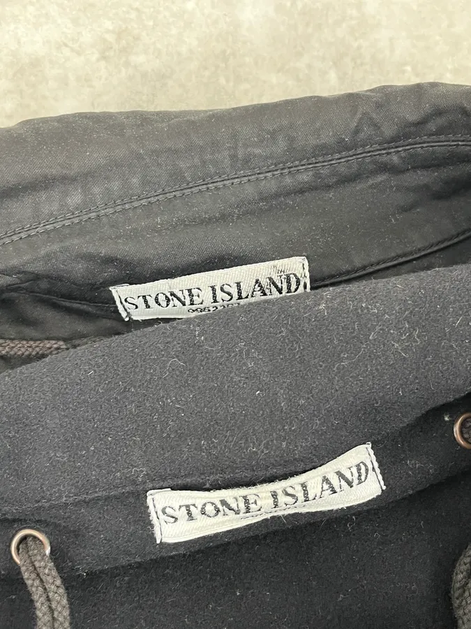 2000s Stone Island Black Buttoned Wool Layered Jacket - Image 12