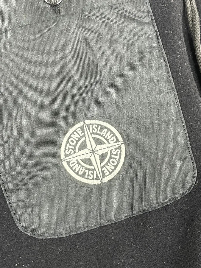 2000s Stone Island Black Buttoned Wool Layered Jacket - Image 14
