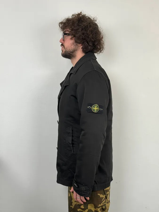 2000s Stone Island Black Buttoned Wool Layered Jacket - Image 3