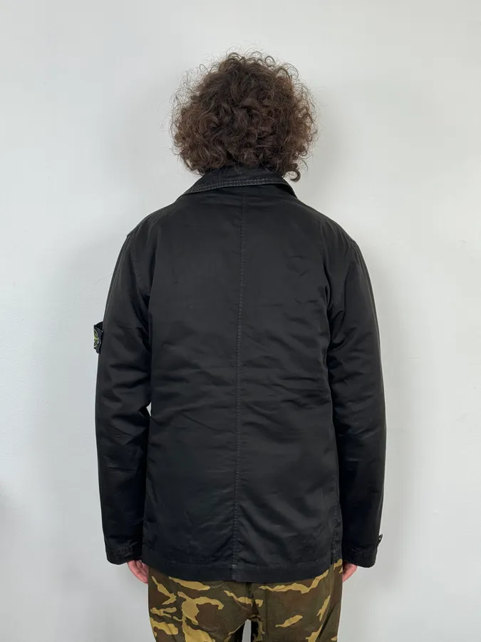 2000s Stone Island Black Buttoned Wool Layered Jacket - Image 4