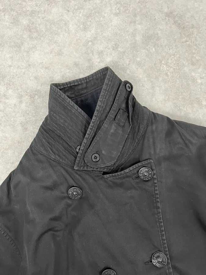 2000s Stone Island Black Buttoned Wool Layered Jacket - Image 5