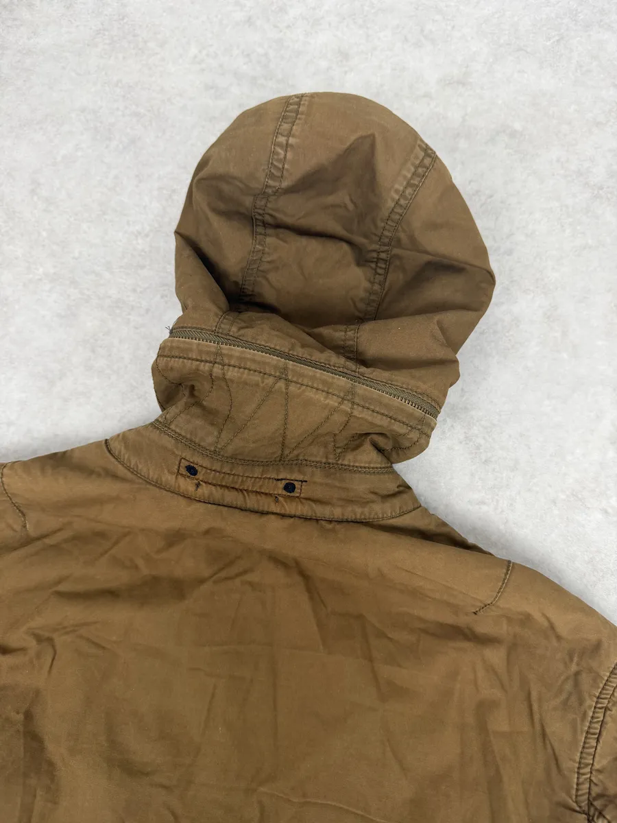 2000s Stone Island Brown Hooded Utility Bomber Jacket - Image 11