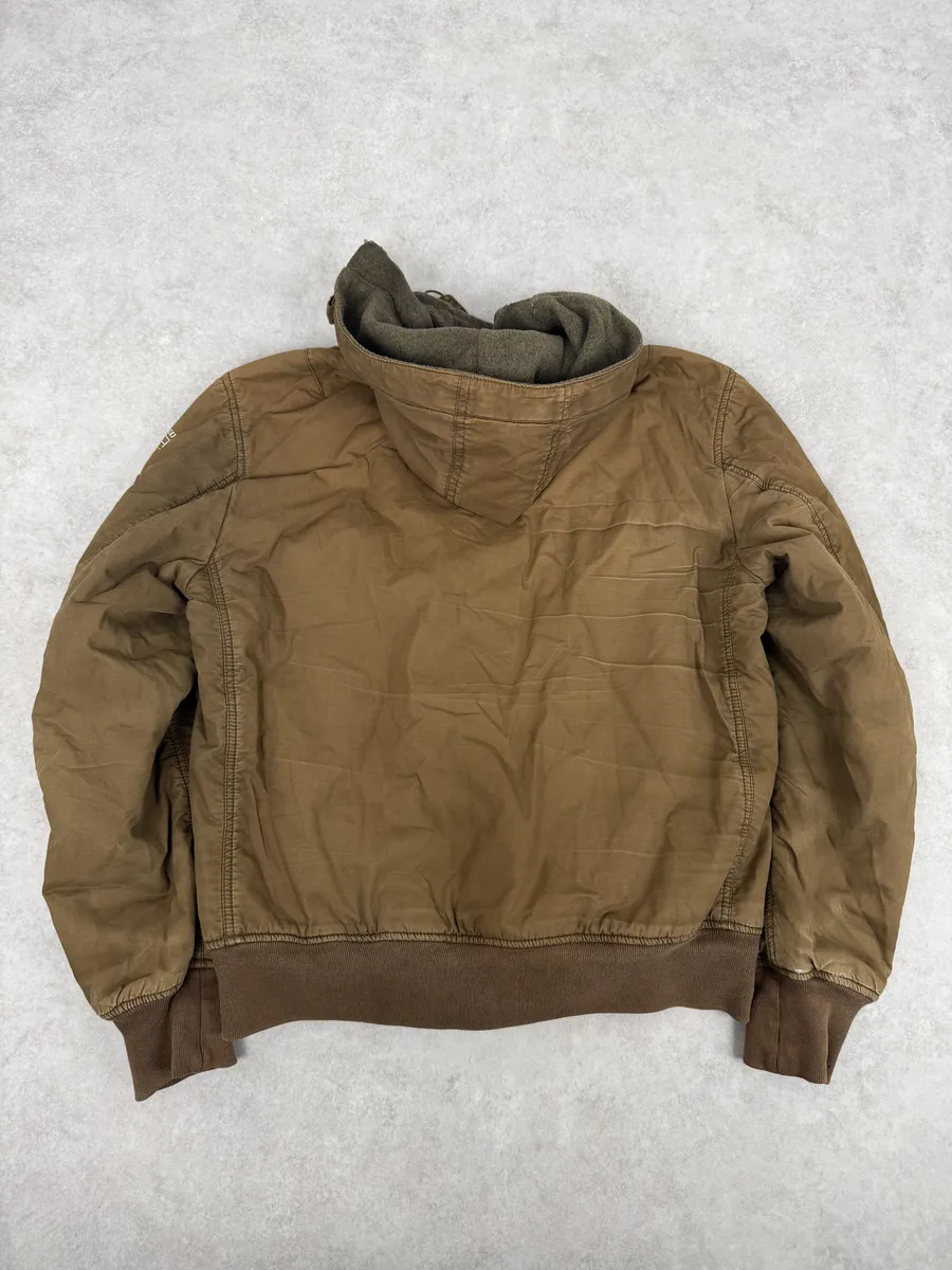 2000s Stone Island Brown Hooded Utility Bomber Jacket - Image 12