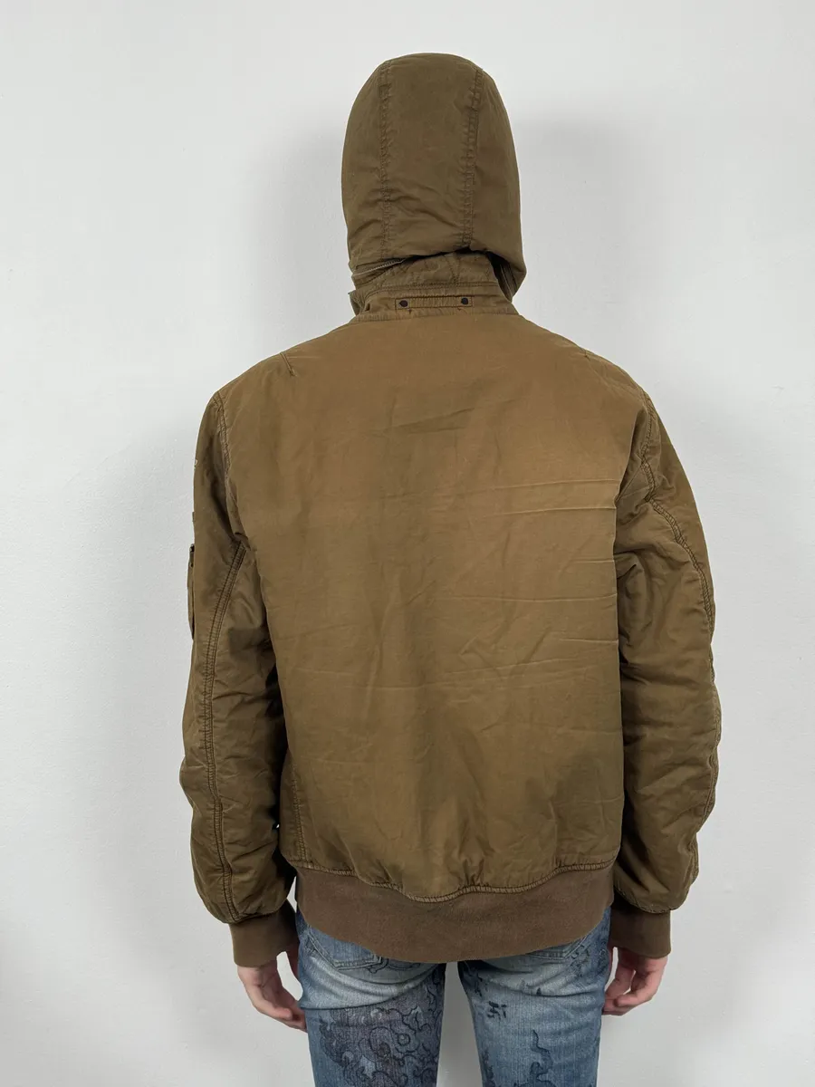 2000s Stone Island Brown Hooded Utility Bomber Jacket - Image 5