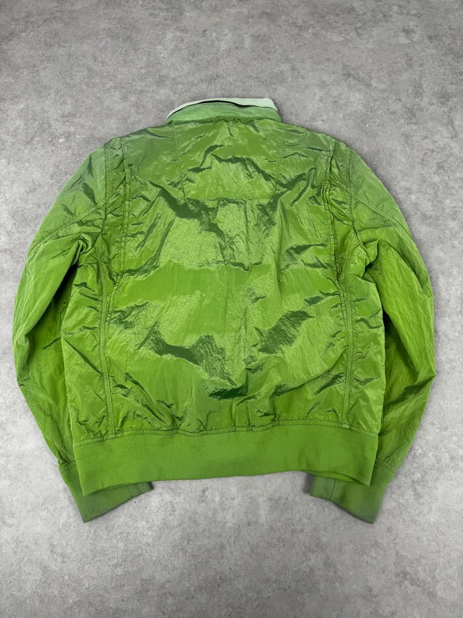 2000s Stone Island Green Shiny Removable Hood Technical Jacket - Image 4