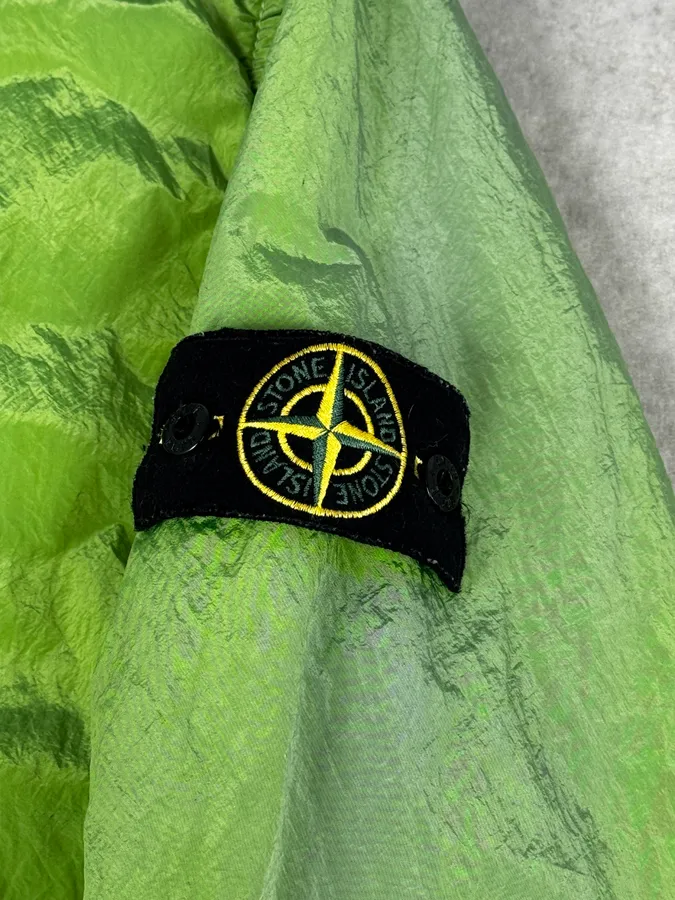 2000s Stone Island Green Shiny Removable Hood Technical Jacket - Image 9