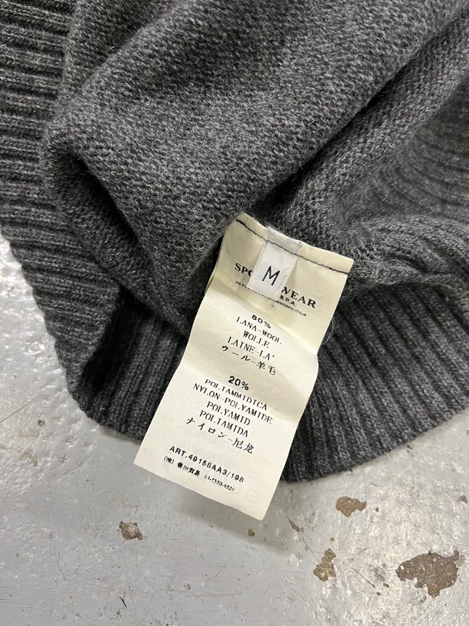 2000s Stone Island Grey Wool Minimalist Sweater - Image 10