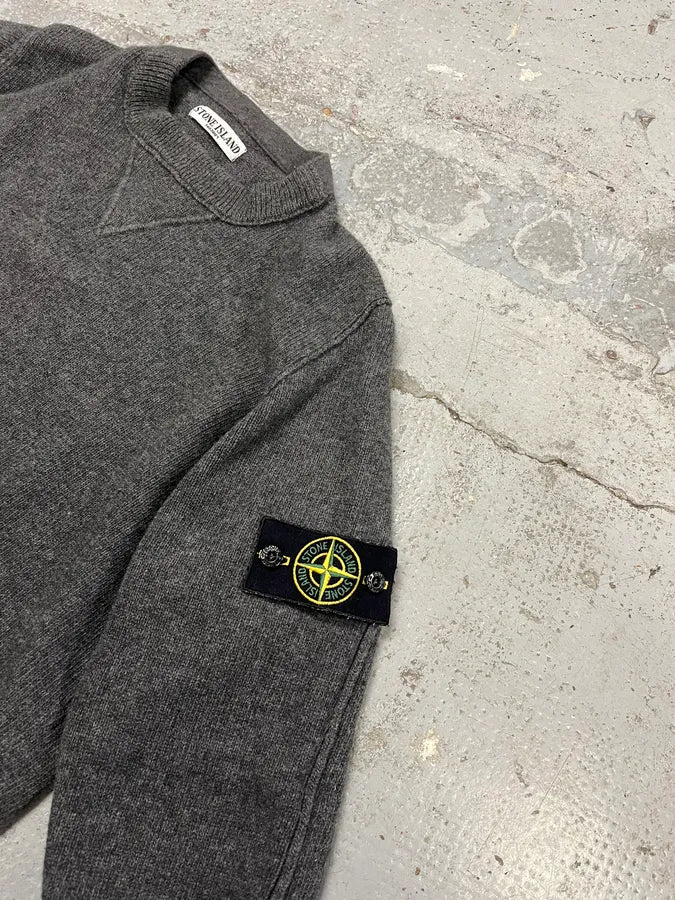 2000s Stone Island Grey Wool Minimalist Sweater - Image 5