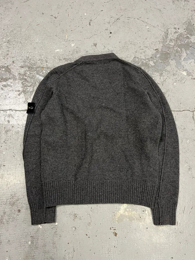 2000s Stone Island Grey Wool Minimalist Sweater - Image 8