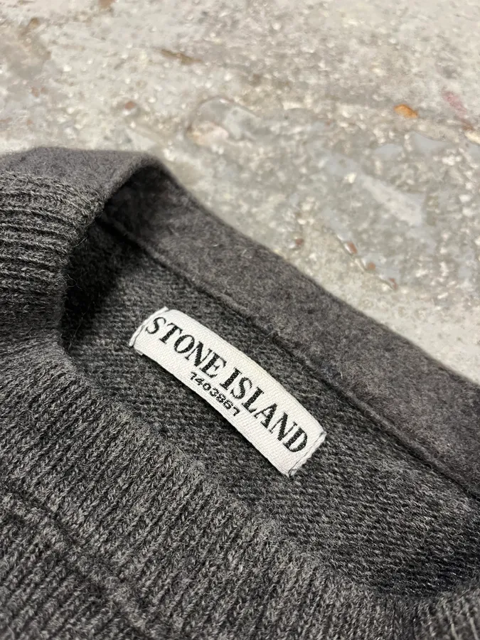 2000s Stone Island Grey Wool Minimalist Sweater - Image 9