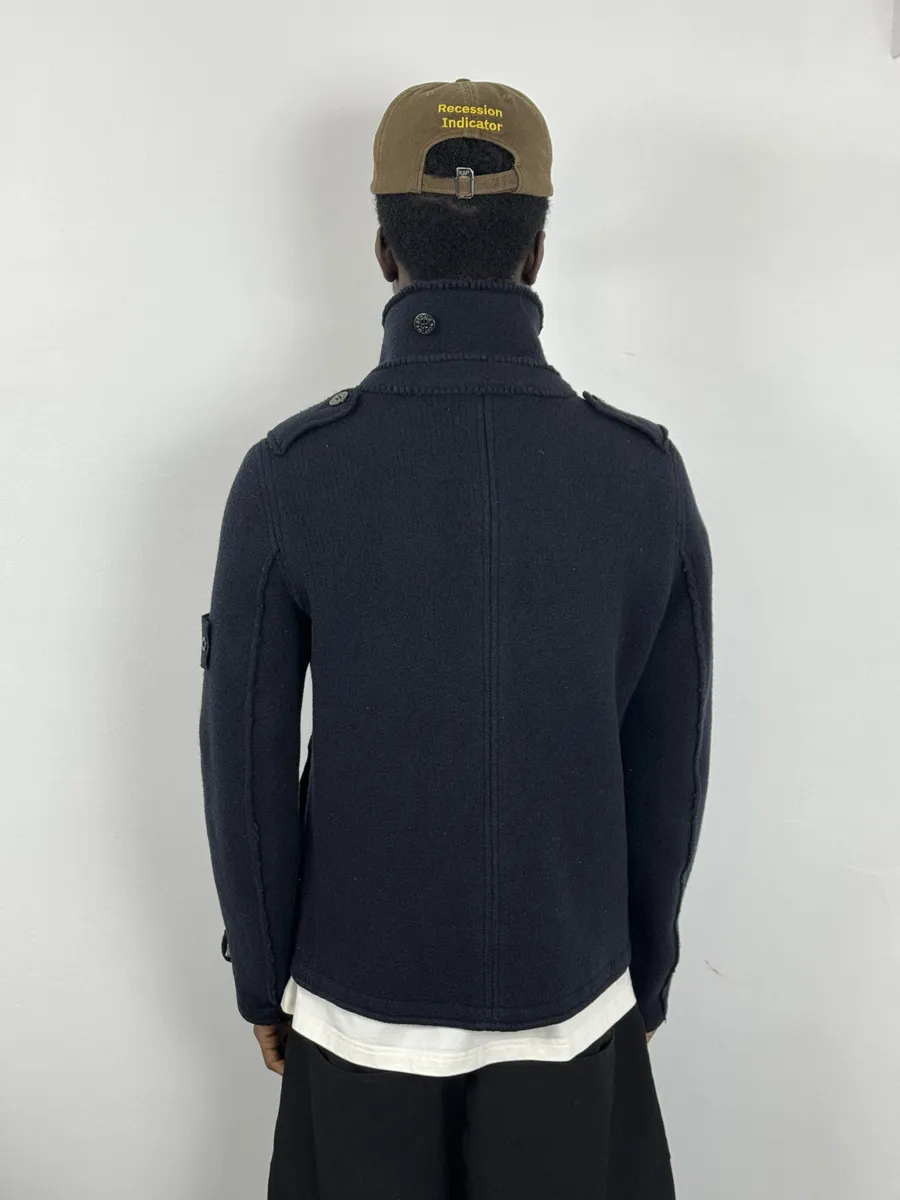 2000s Stone Island Navy Wool Officer Caban Jacket - Image 3