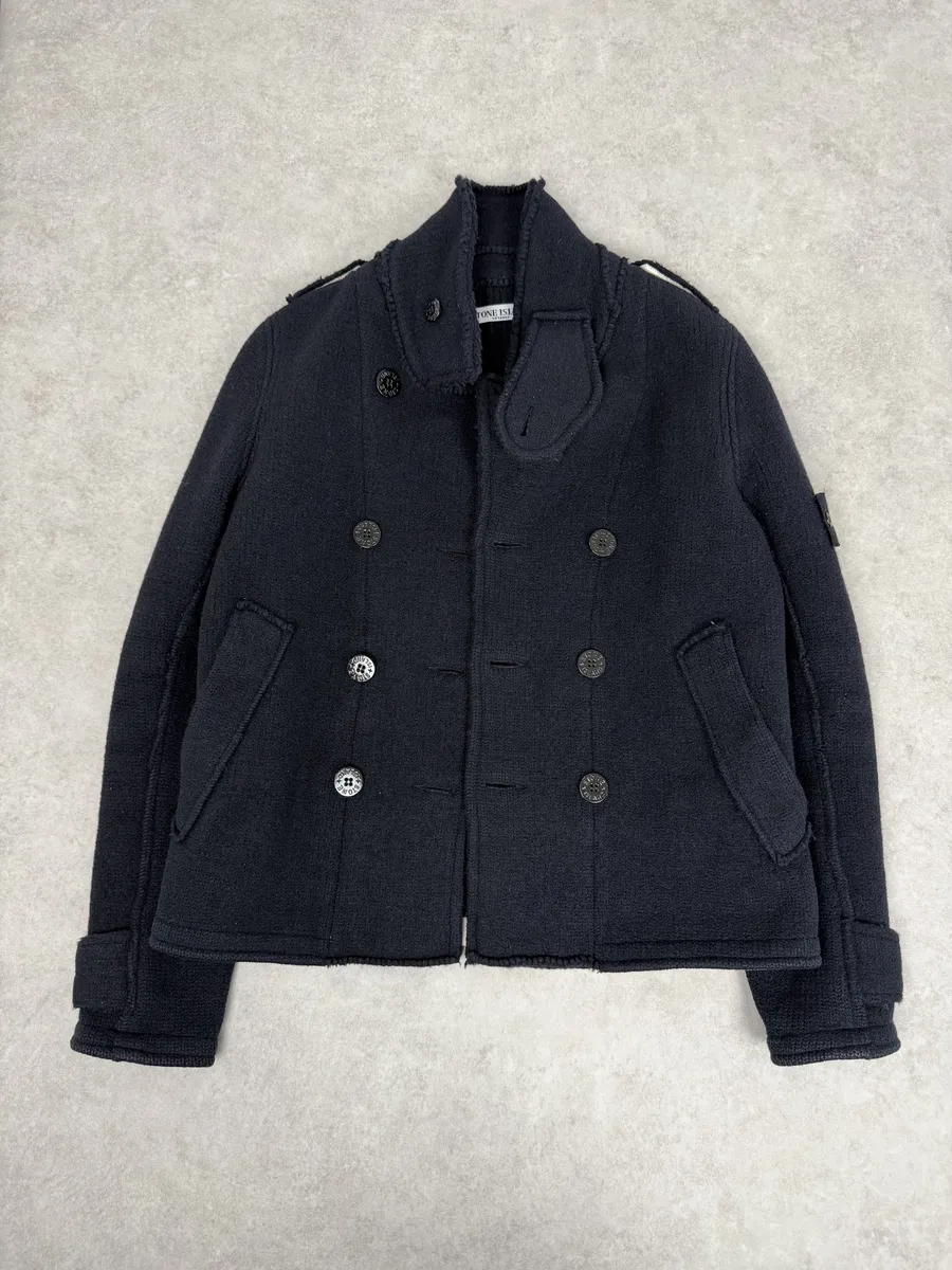 2000s Stone Island Navy Wool Officer Caban Jacket - Image 8