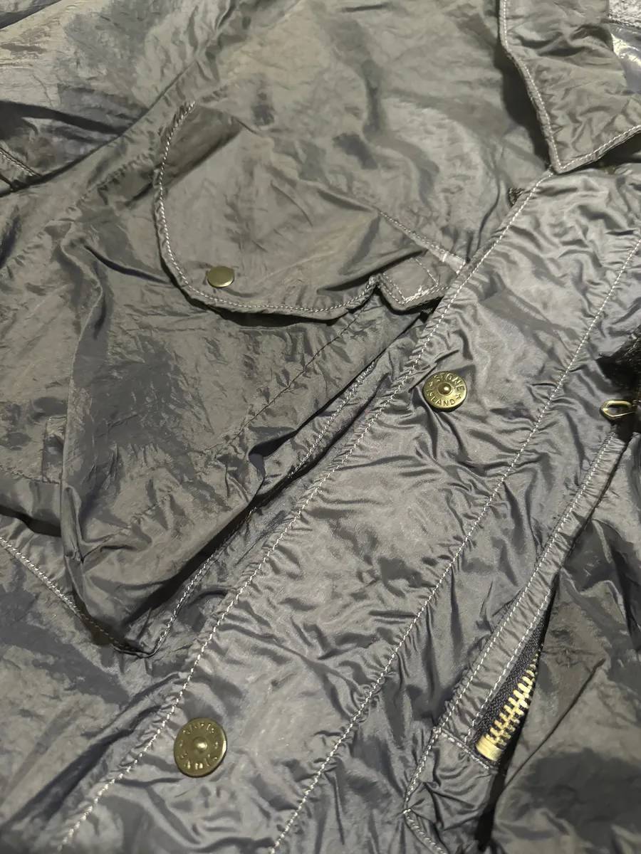 2000s Stone Island Nylon Navy Light Tactical Cargo Jacket - Image 6