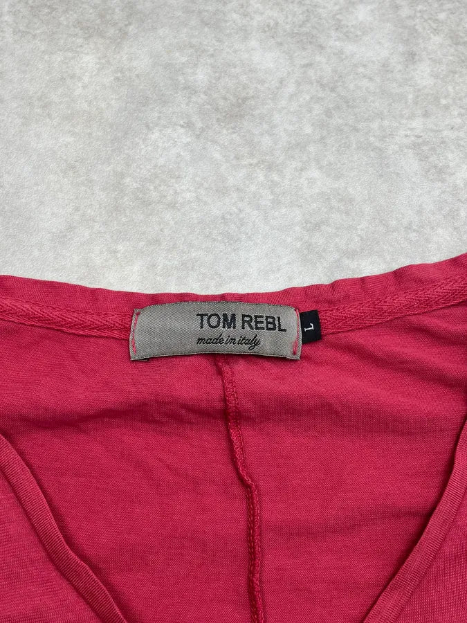 2000s Tom Rebl Red Magician Print T Shirt - Image 7