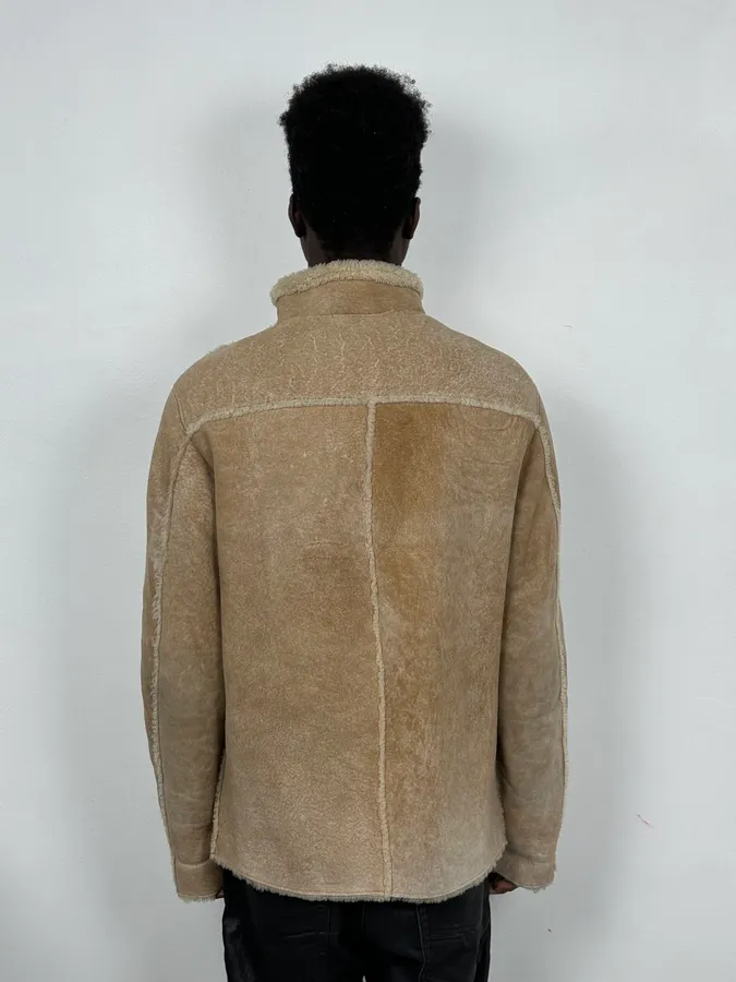 2000s Valentino Beige Shearling Leather Jacket - Image 3