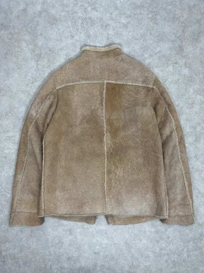 2000s Valentino Beige Shearling Leather Jacket - Image 6