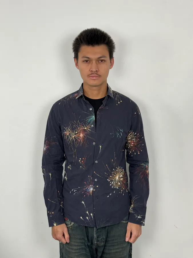2000s Valentino Fireworks Black Shirt - Image 2