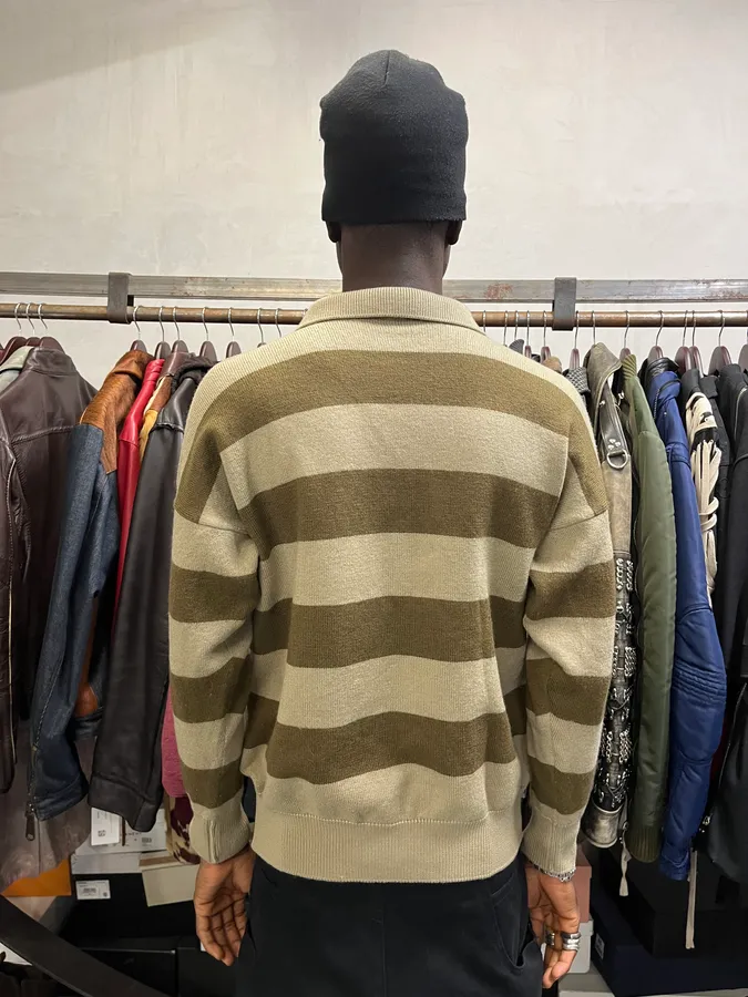 2000s Valentino Stripes Brown Beige Polo Longsleeves - Image 2