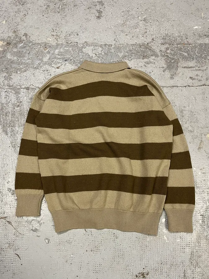 2000s Valentino Stripes Brown Beige Polo Longsleeves - Image 6