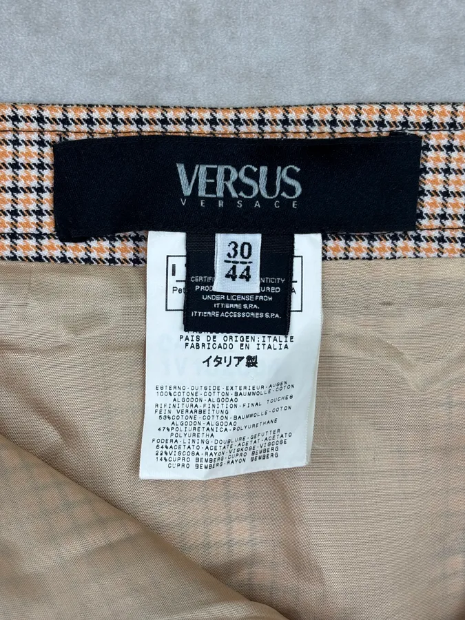 2000s Versace Beige Checkered Set Jacket & Skirt - Image 21