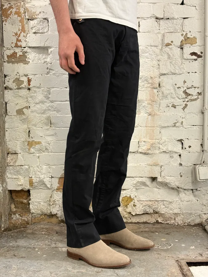 2000s Versace Black Biker Coton & Leather Pants - Image 3