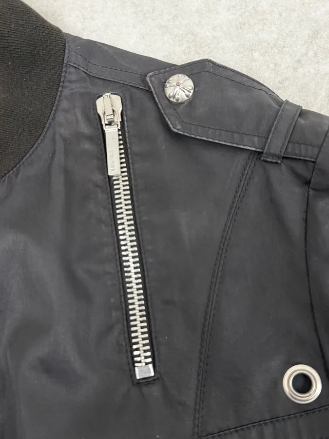 2000s Versace Black Eyled Multi Zips Jacket - Image 11