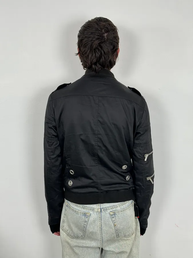 2000s Versace Black Eyled Multi Zips Jacket - Image 3
