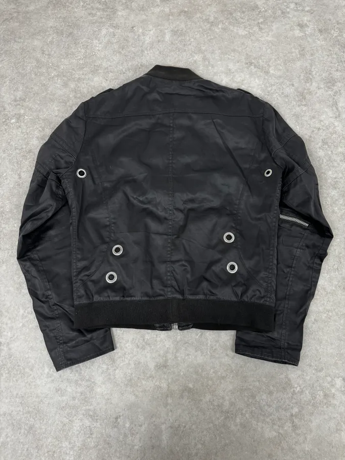 2000s Versace Black Eyled Multi Zips Jacket - Image 4