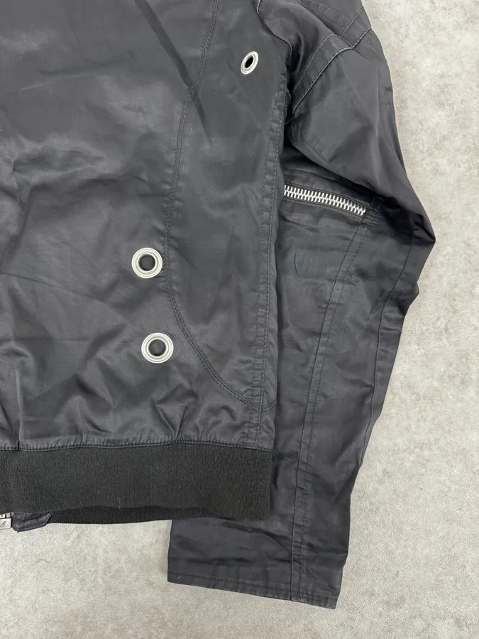 2000s Versace Black Eyled Multi Zips Jacket - Image 8