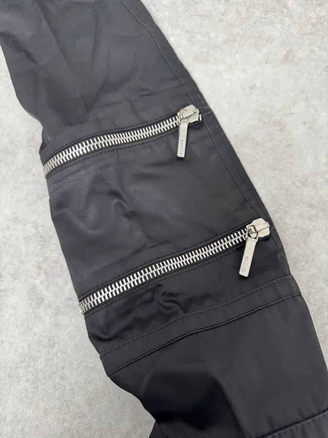 2000s Versace Black Eyled Multi Zips Jacket - Image 9