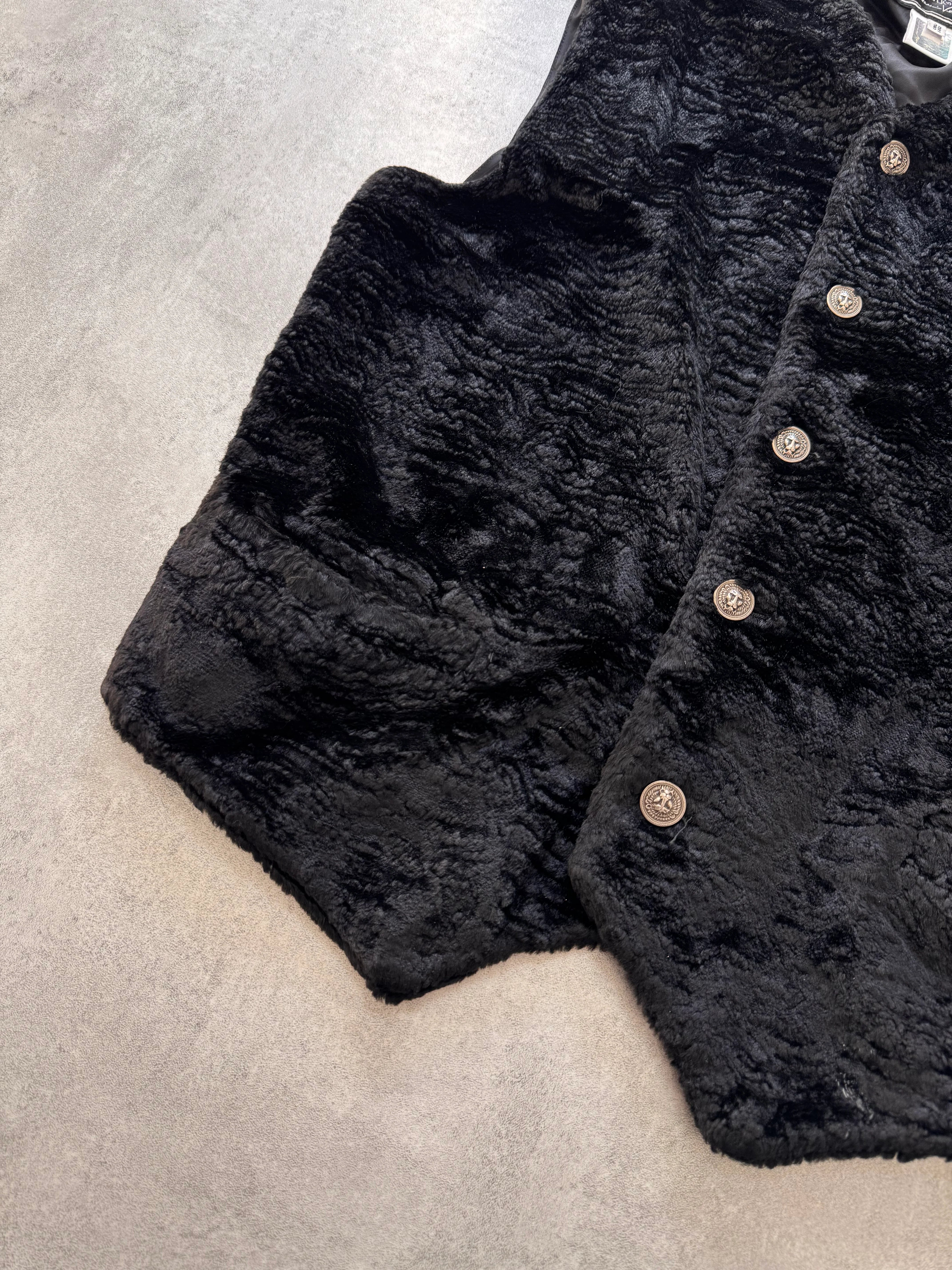 2000s Versace Black Faux Fur Vest - Image 4