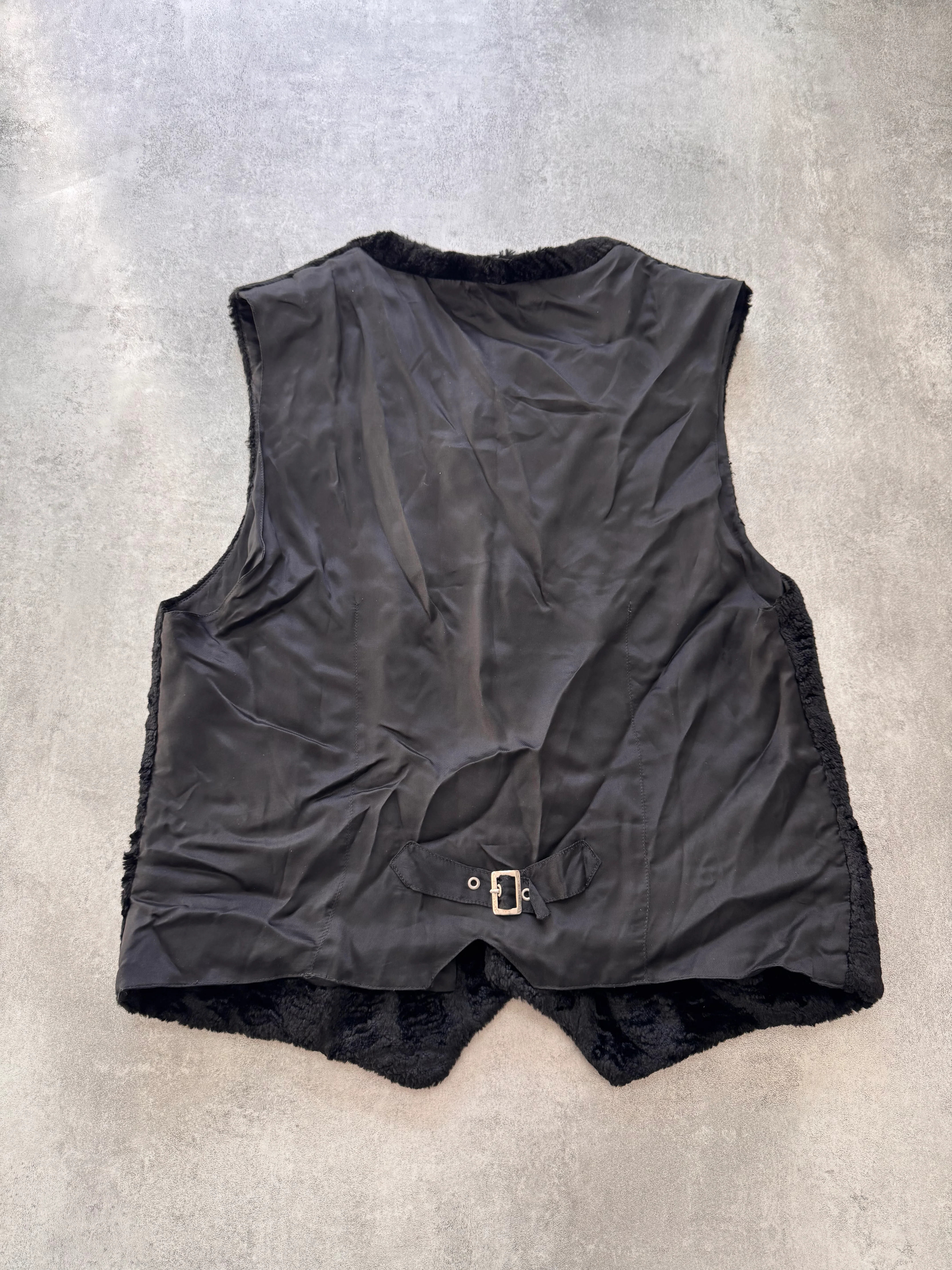 2000s Versace Black Faux Fur Vest - Image 6