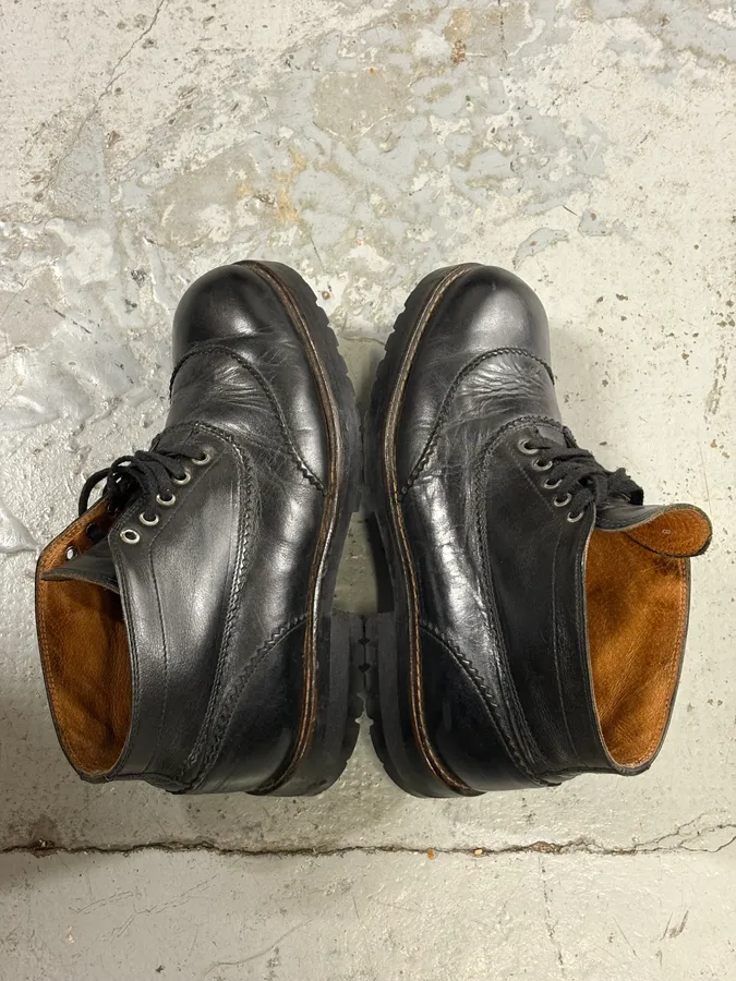 2000s Versace Black Leather Laced Boots - Image 6