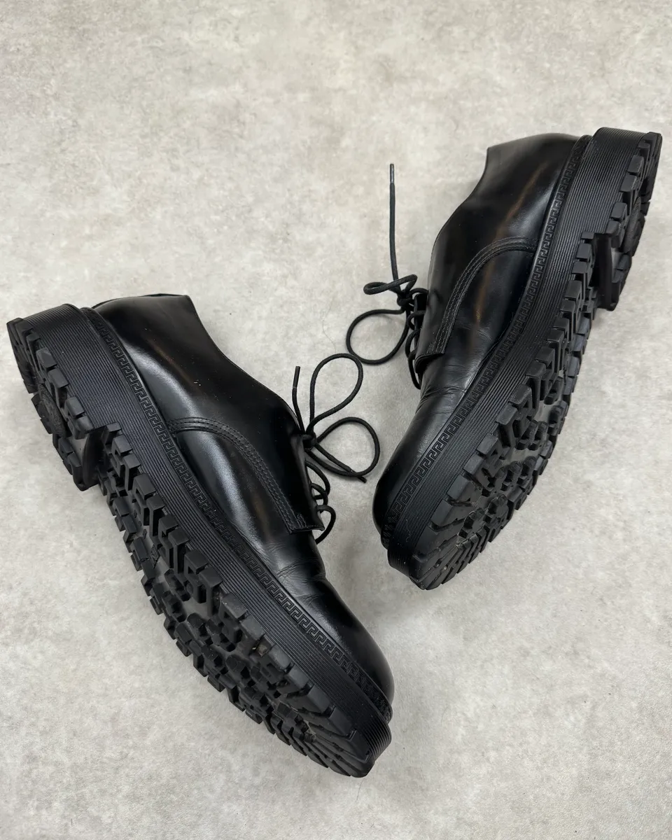 2000s Versace Black Leather Oxford Derby Boots - Image 4
