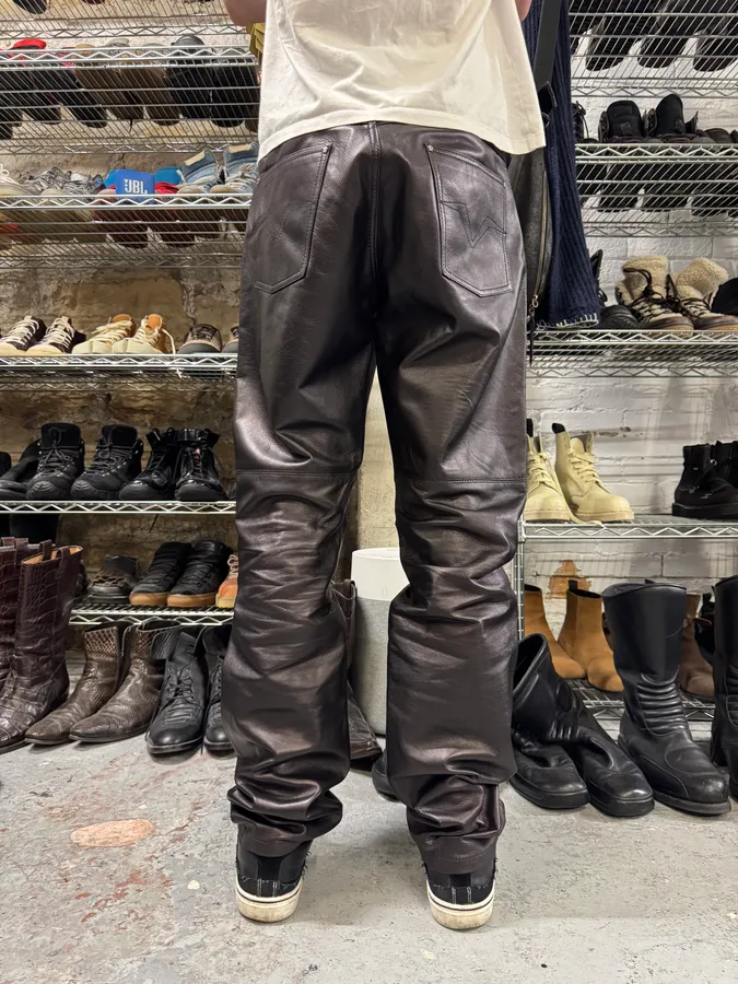 2000s Versace Black Leather Pants - Image 3