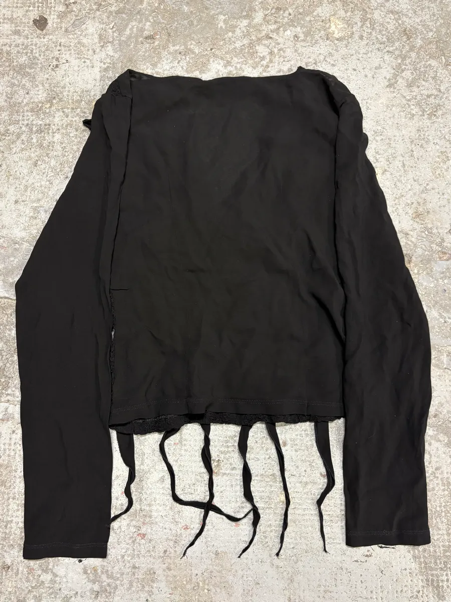 2000s Versace Black Pleats Seaweed Longsleeves Top - Image 5